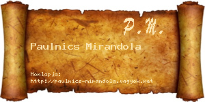 Paulnics Mirandola névjegykártya